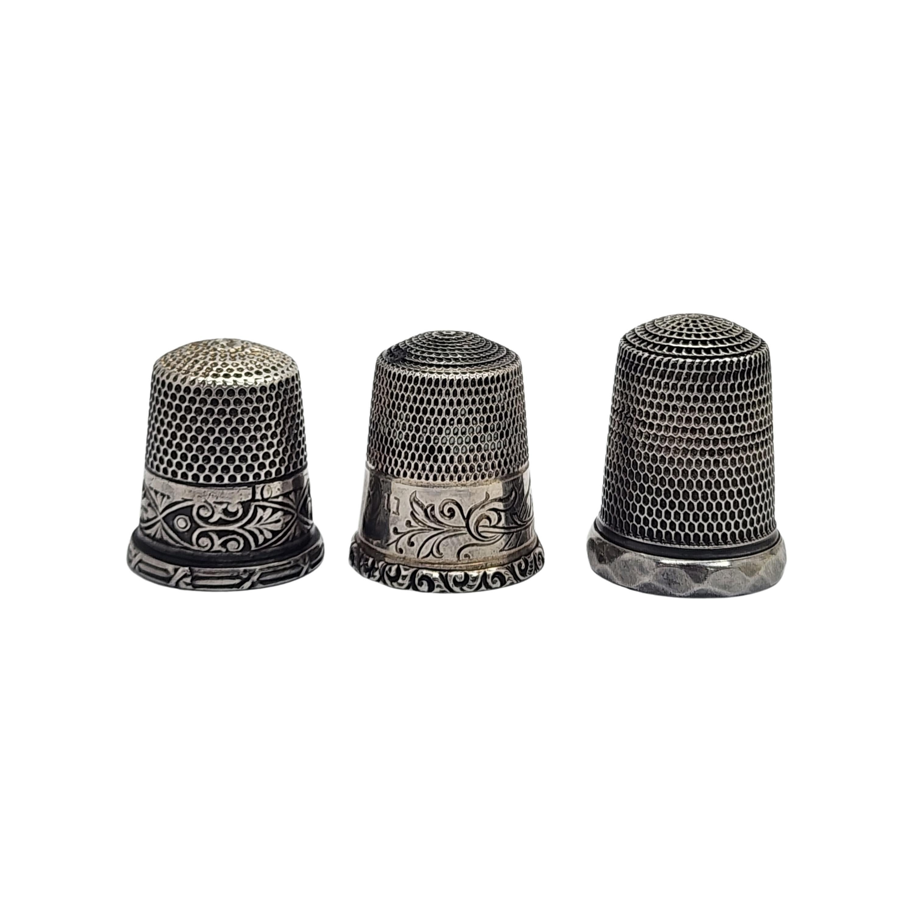 Set of 3 Simon Bros Sterling Silver Thimbles Size 10-11 #15216 In Good Condition In Washington Depot, CT