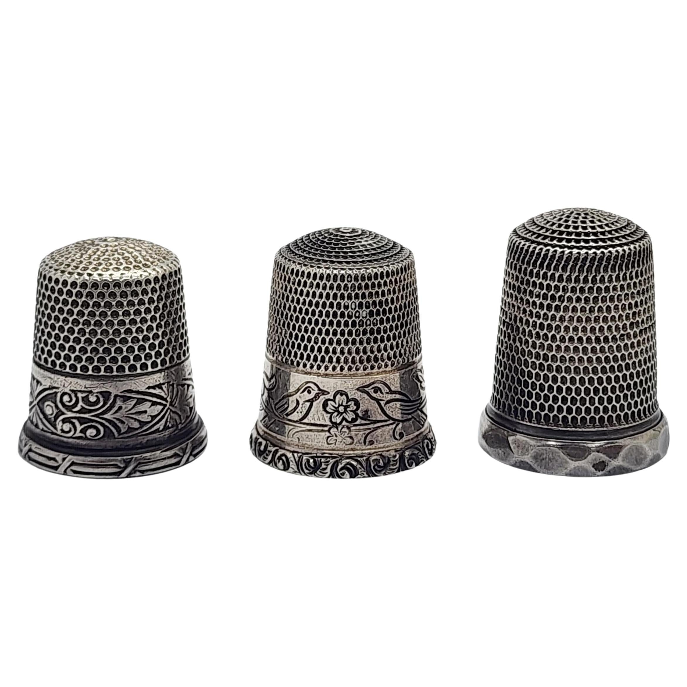 Set of 3 Simon Bros Sterling Silver Thimbles Size 10-11 #15216