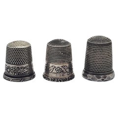 Set of 3 Simon Bros Sterling Silver Thimbles Size 10-11 #15216