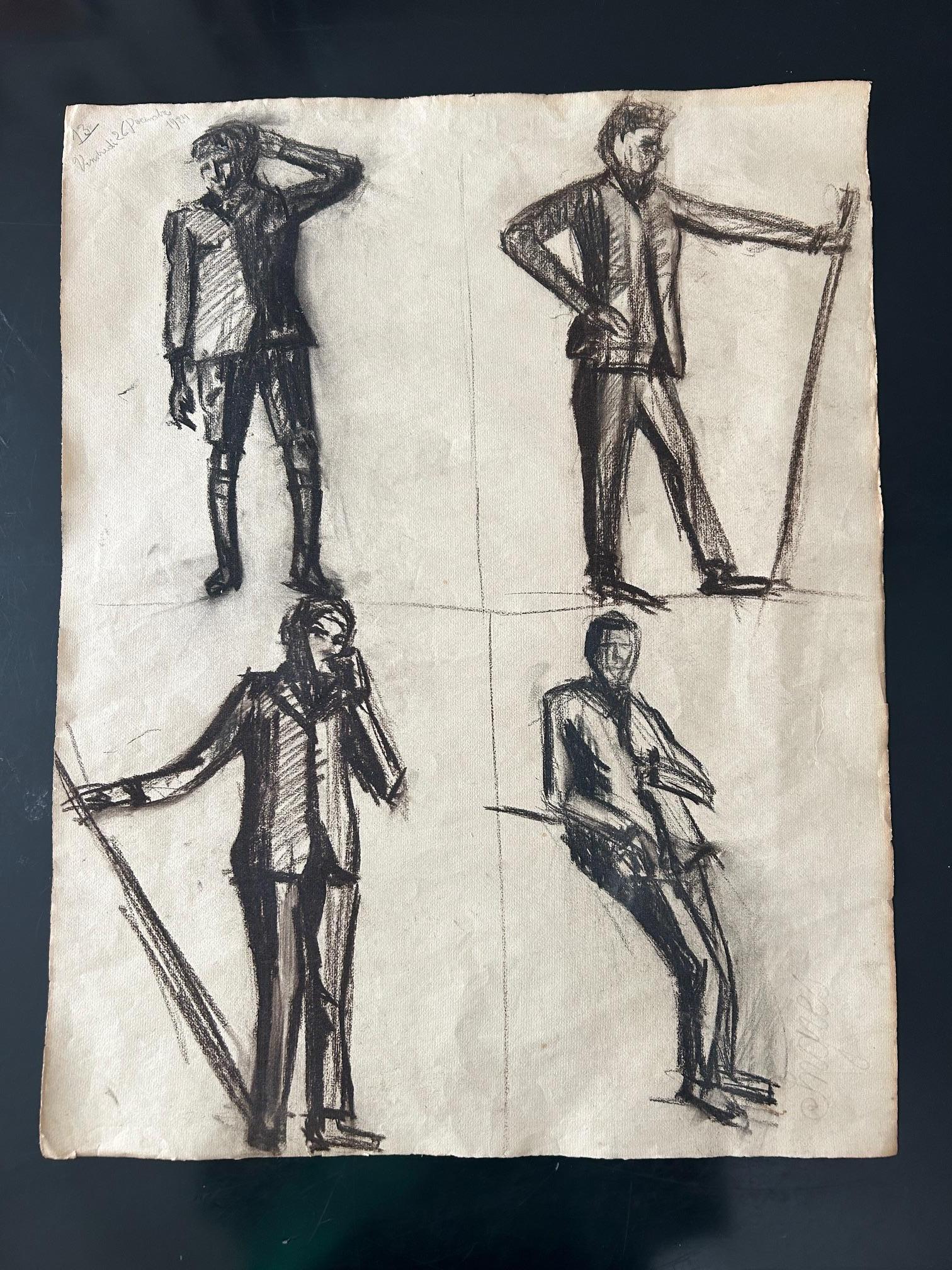 Set of 3 sketch boards of men , 1924 For Sale 6