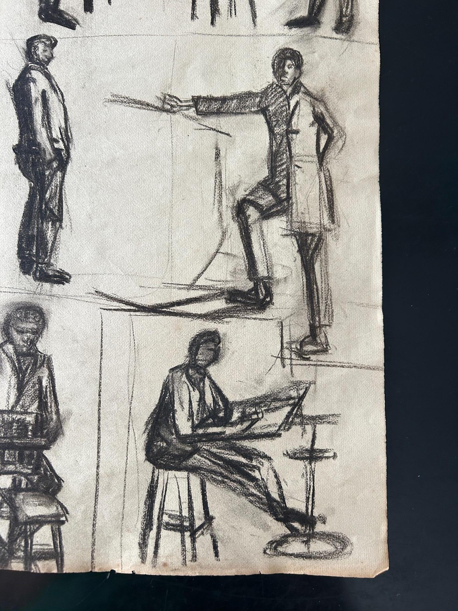 Set of 3 sketch boards of men , 1924 In Good Condition For Sale In Brooklyn, NY