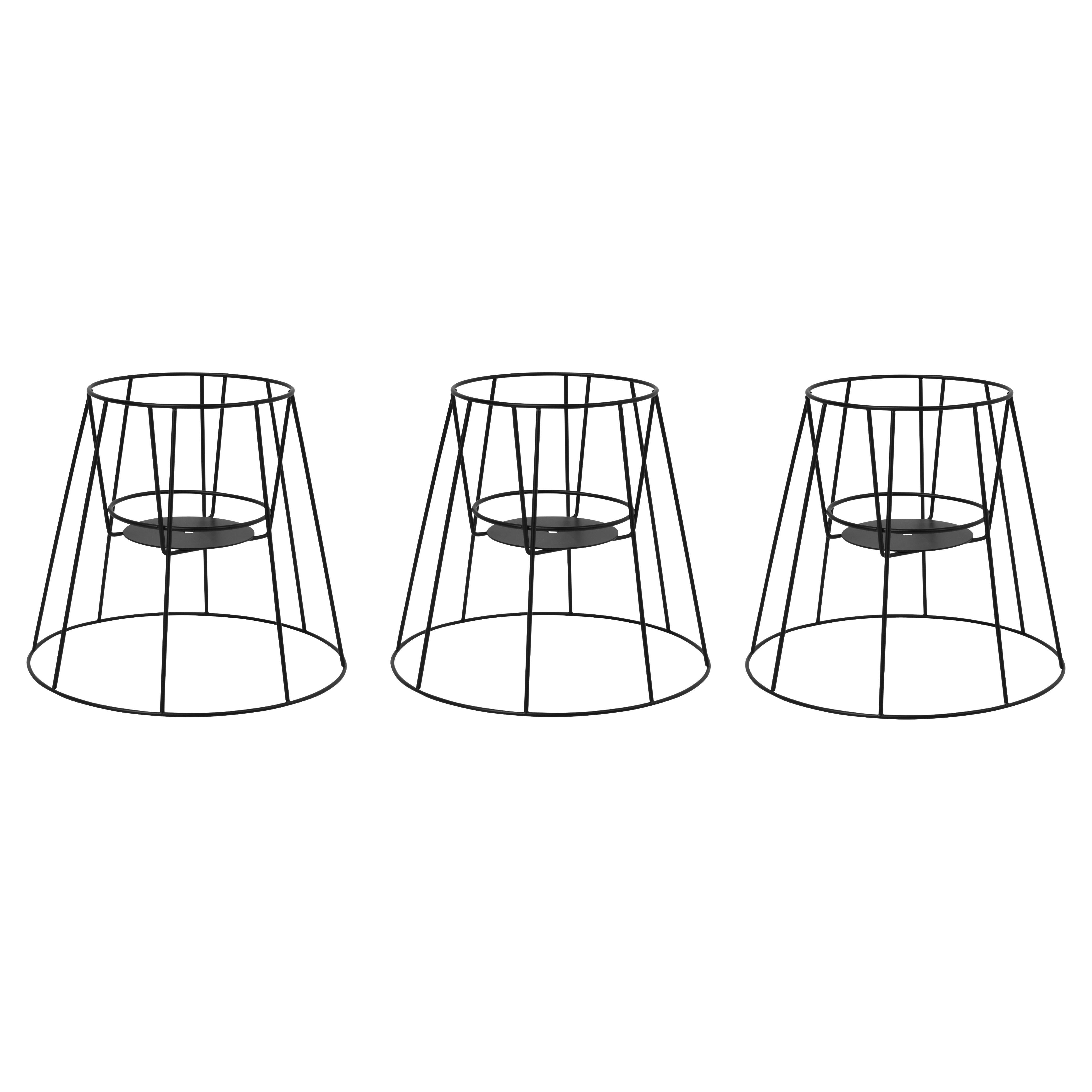 Set di 3 piccoli supporti per piante Cibele neri di OK Design