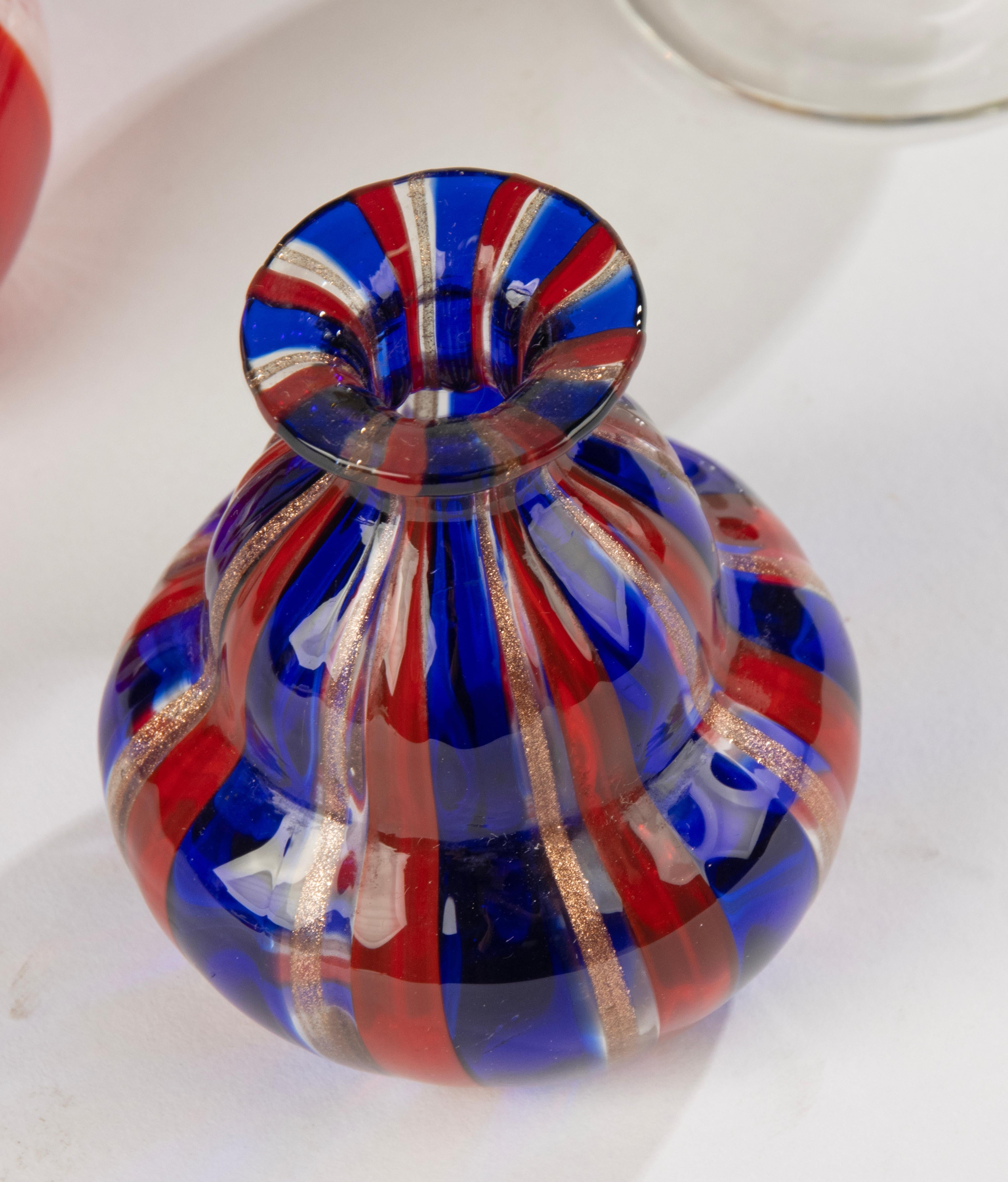 Set of 3 Small Colorful Murano Glass Vases - Italy - Mid-20th Century in vendita 2