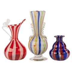 Set of 3 Small Colorful Murano Glass Vases - Italy - Mid-20th Century