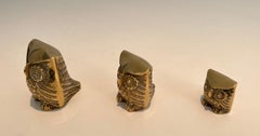 Set of 3 Small Decorative Brass Owls