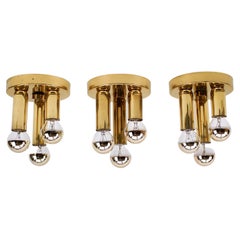 Used Set of 3 Small Elegant Ceiling Lamps with Three Lights, 1970s, Germany