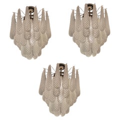 Set of 3 Small Elegant Short Murano Chandeliers • Murano Flush Mount •Drop 24.8”
