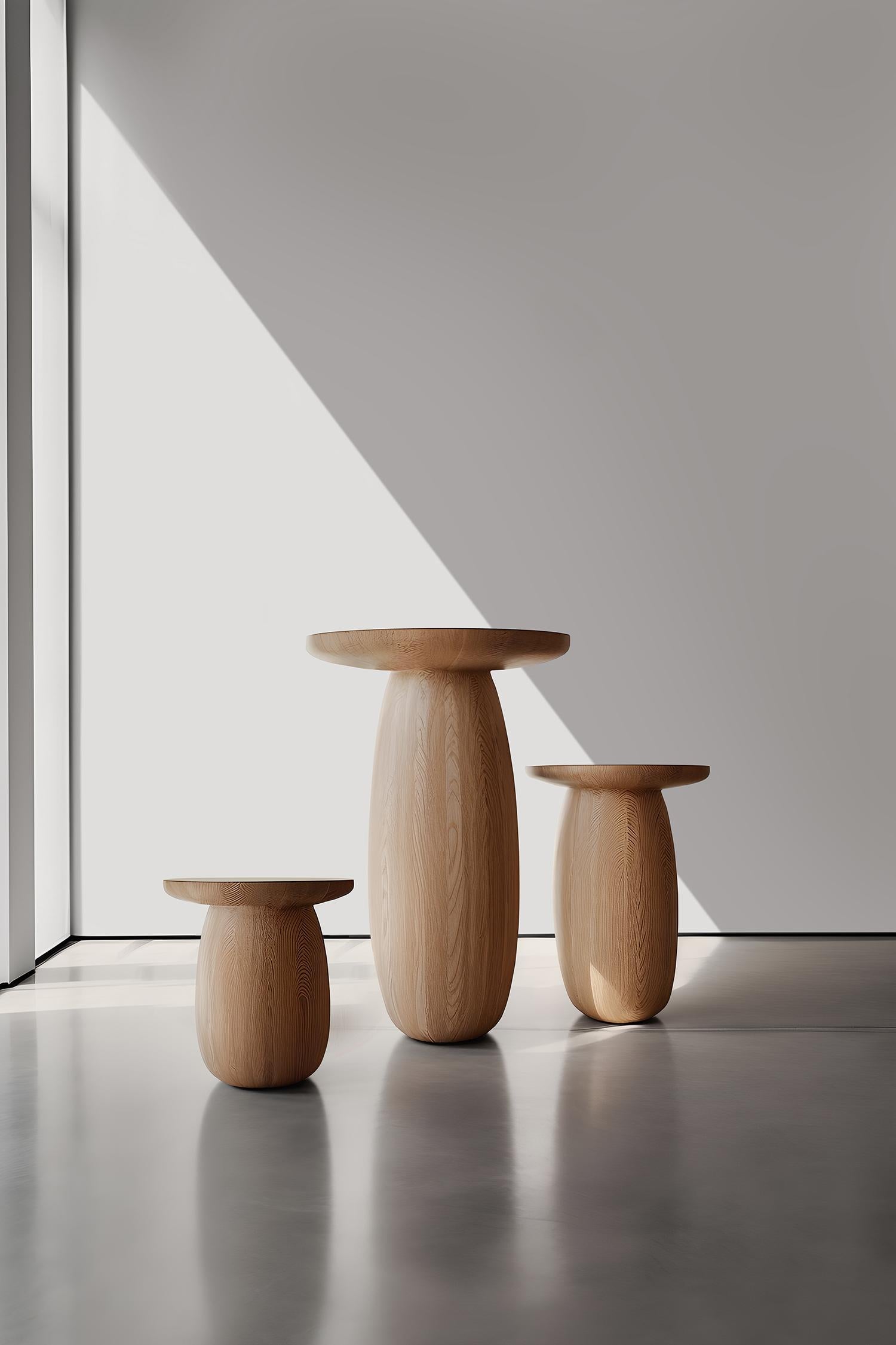 Mexican Set of 3 Small Tables, Side Tables, End Tables Samu Made of Solid Wood by Nono For Sale
