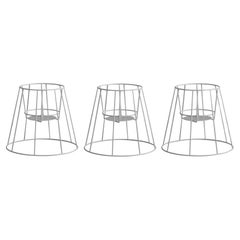 Set of 3 Small White Cibele Plant Stand by OK Design