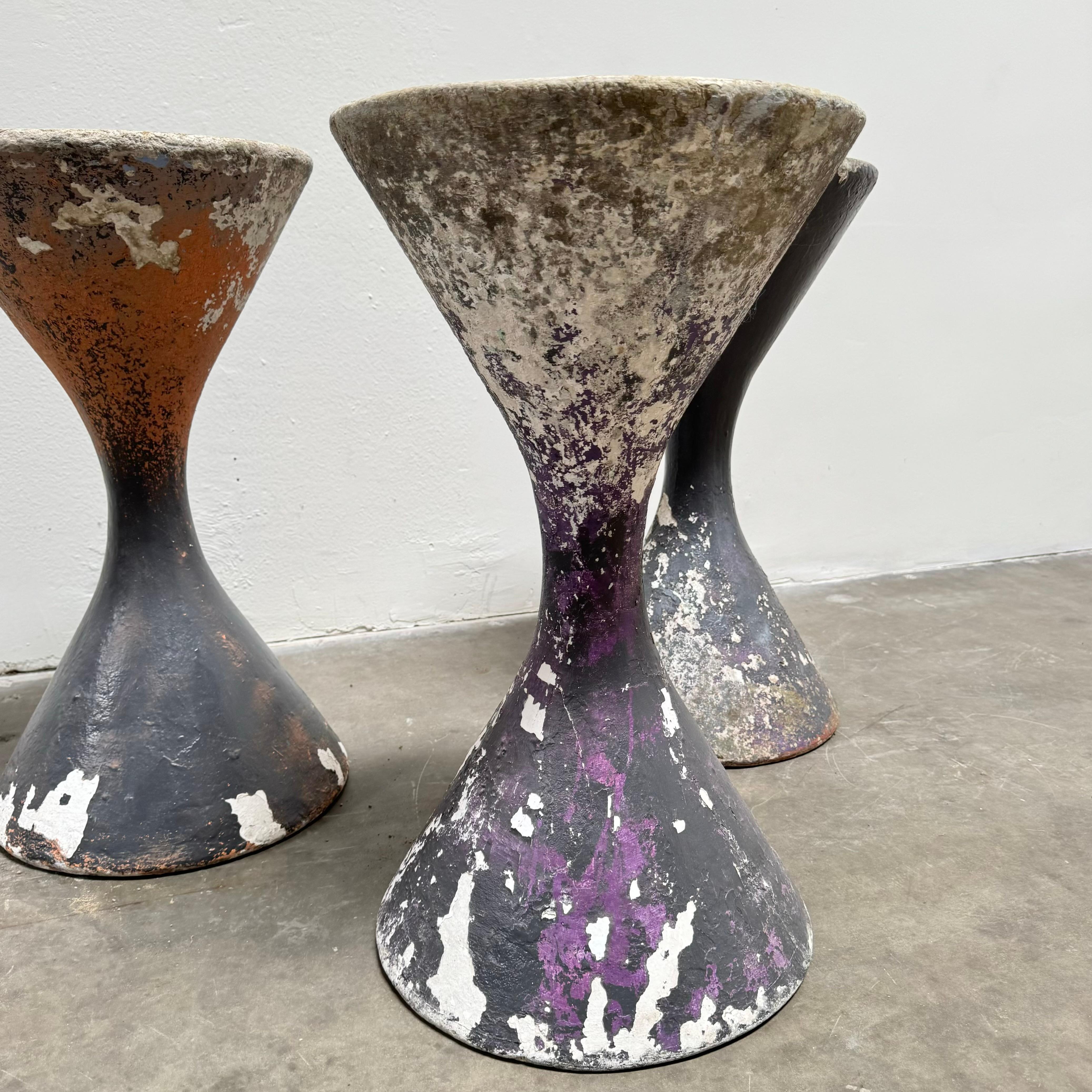 Set of 3 Small Willy Guhl Diabolo Planters for Eternit, Switzerland 1970s 1