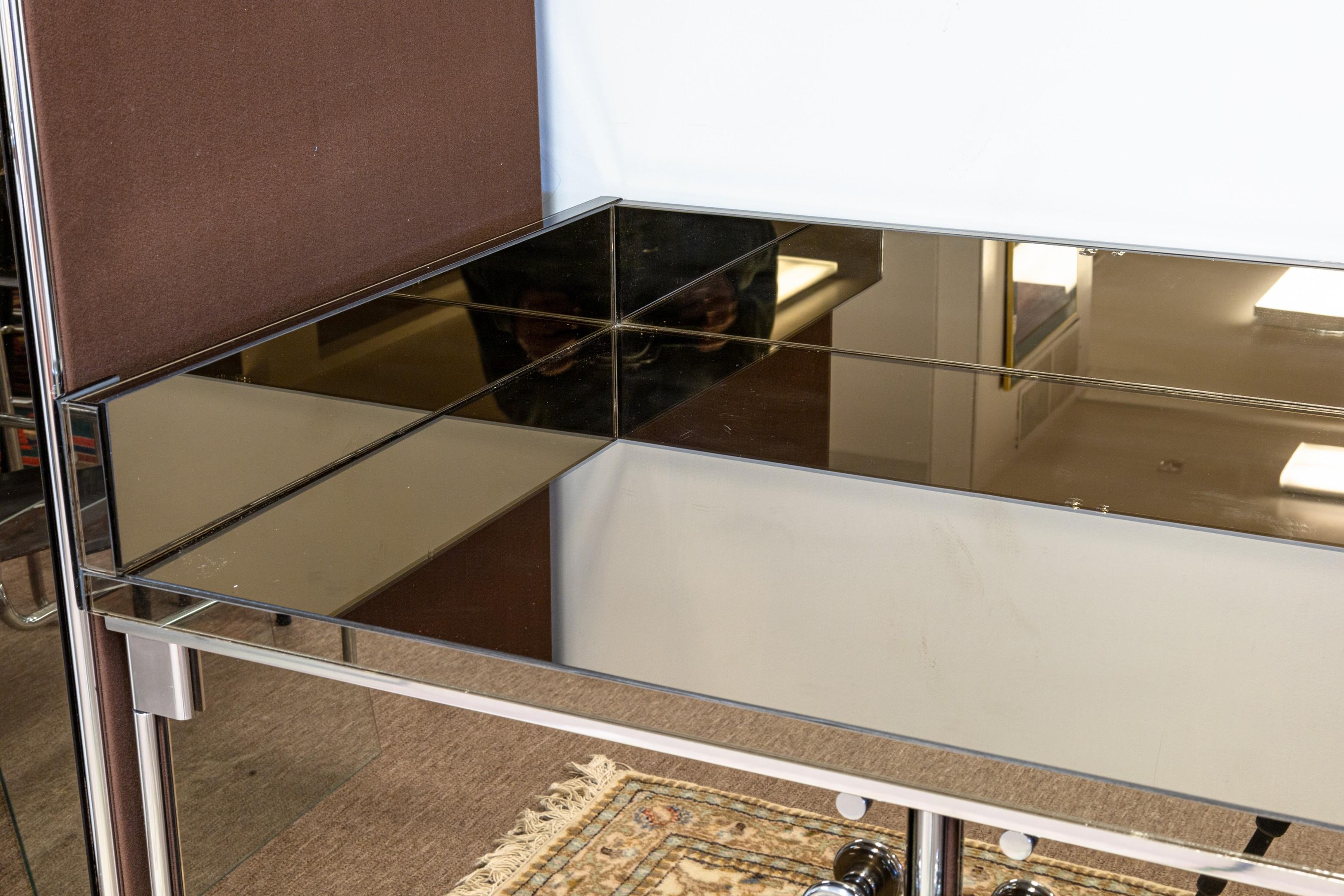 Set of 3 Smoked Mirror Chrome Cabinets by Guido Faleschini for Mariani and Pace For Sale 7