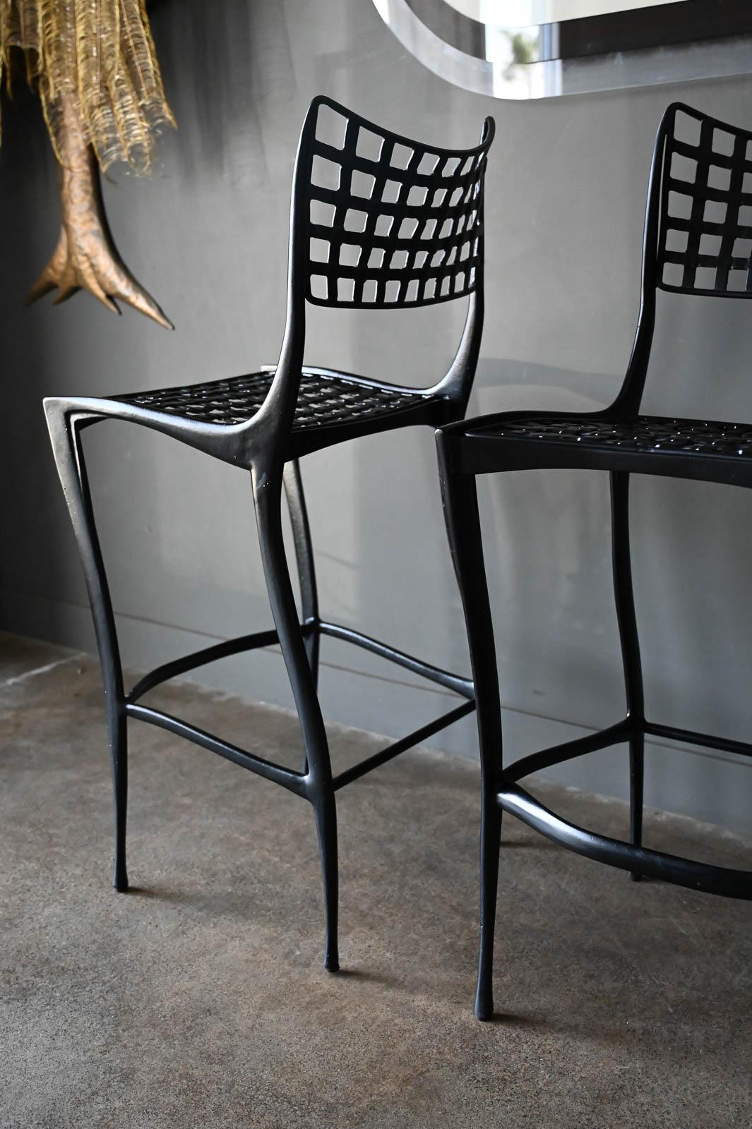 Set of 3 Sol y Luna Gazelle Bar Stools by Dan Johnson, 1980 In Good Condition In Costa Mesa, CA