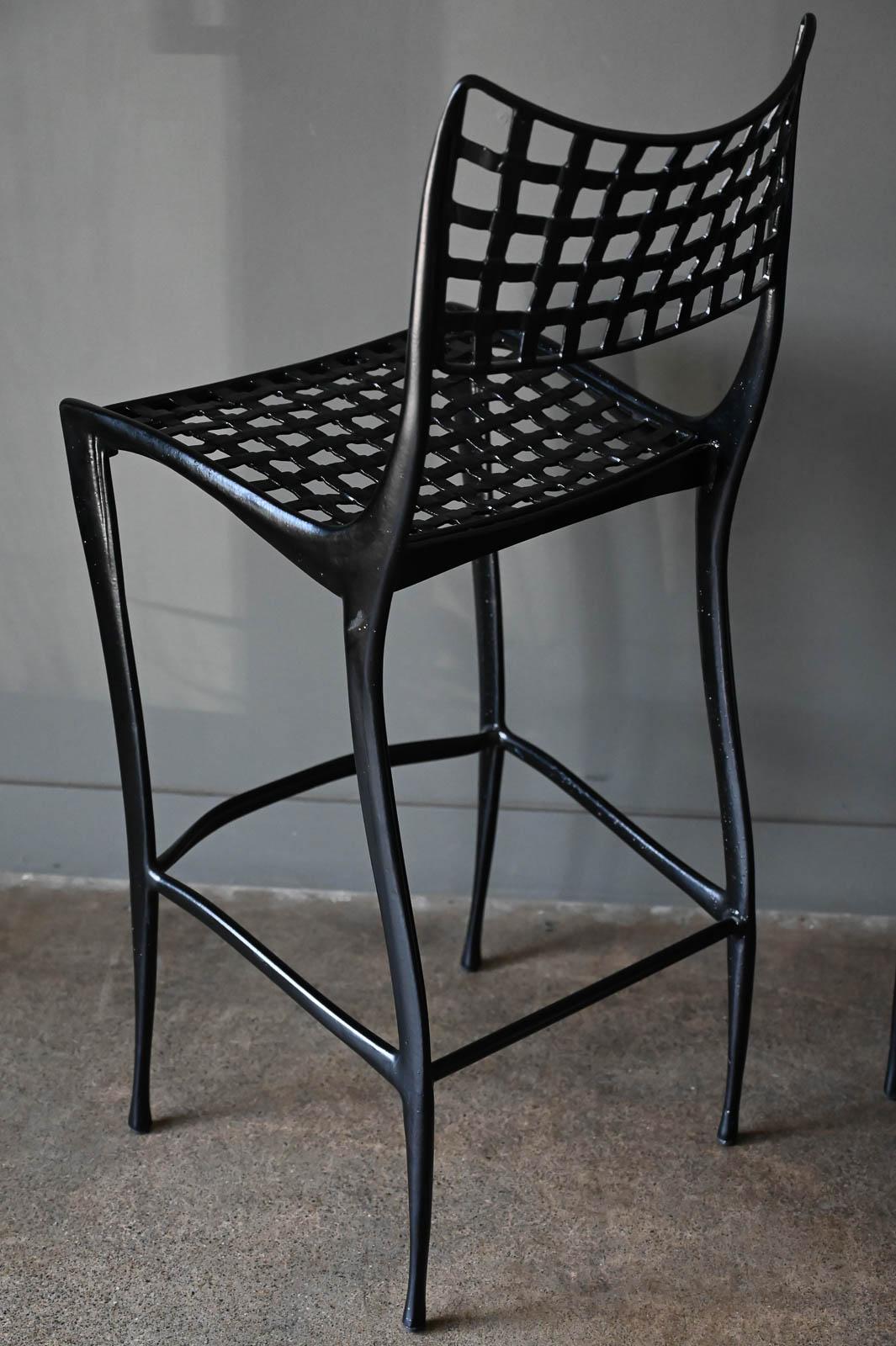 Aluminum Set of 3 Sol y Luna Gazelle Bar Stools by Dan Johnson, 1980