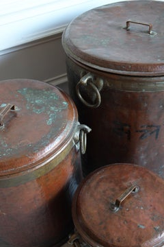 Set of 3 Solid Hammered Copper Pots