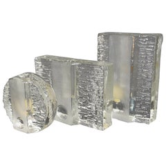 set of 3 solifleur BLOCK VASES walther glas 60s 70s op art arrangement vases