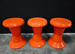 Set of 3 Space Age Orange 'Diablo' Stools by Kovinoplastika, Yugoslavia, 1970s
