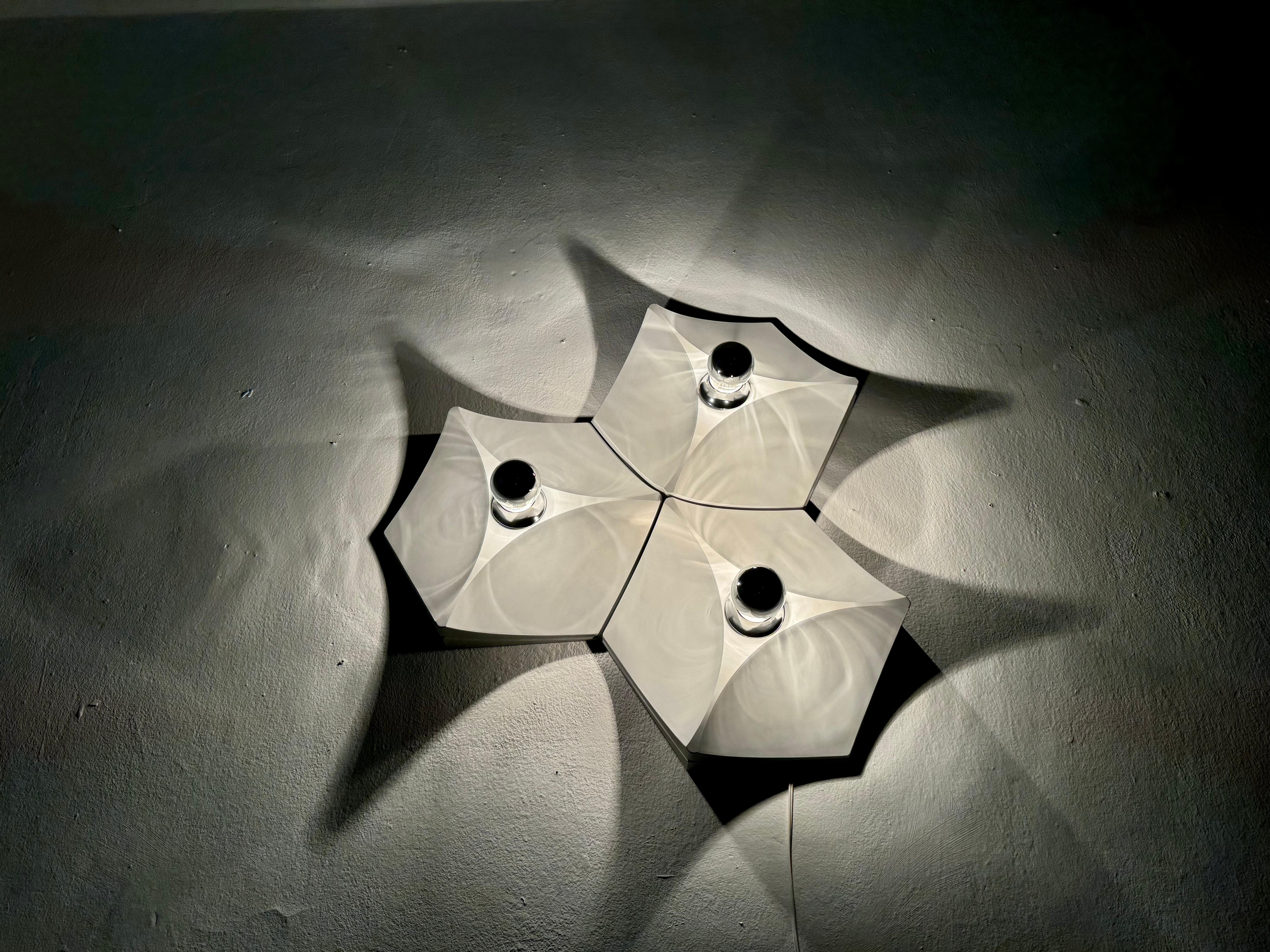 Set of 3 Space Age Plastic Wall or Flush Lamp by Hoffmeister Leuchten For Sale 4