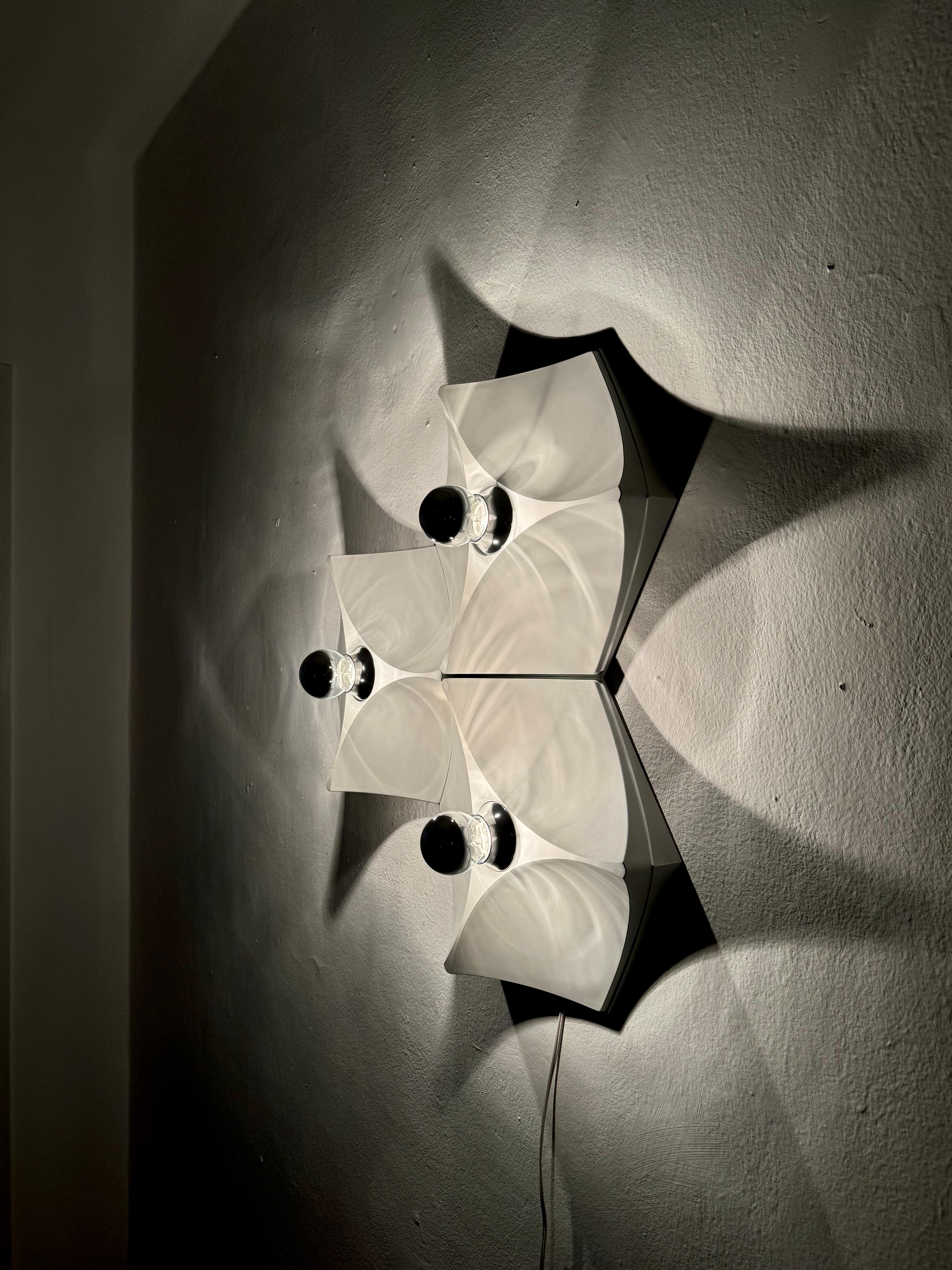 Set of 3 Space Age Plastic Wall or Flush Lamp by Hoffmeister Leuchten For Sale 6