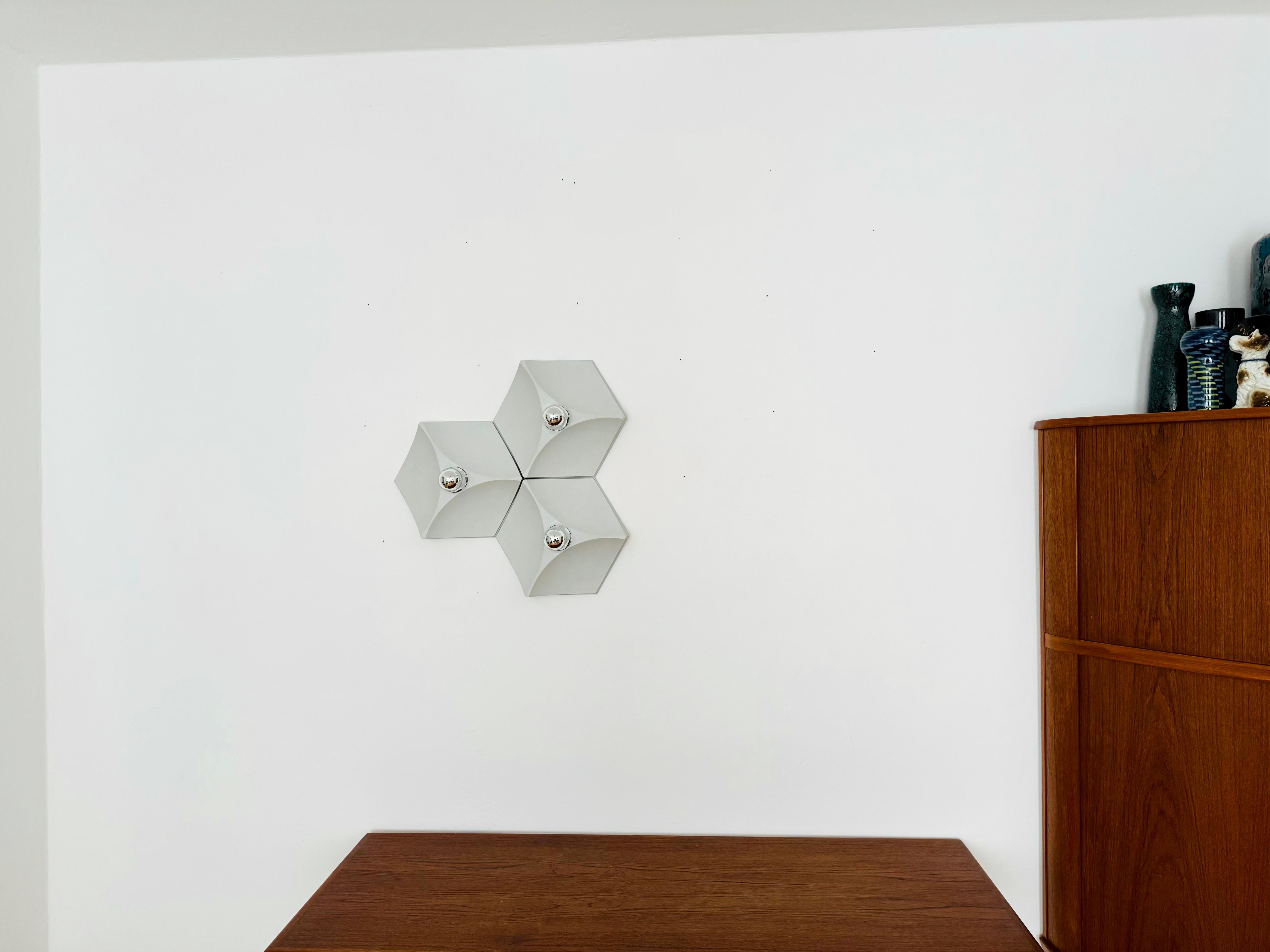 German Set of 3 Space Age Plastic Wall or Flush Lamp by Hoffmeister Leuchten For Sale