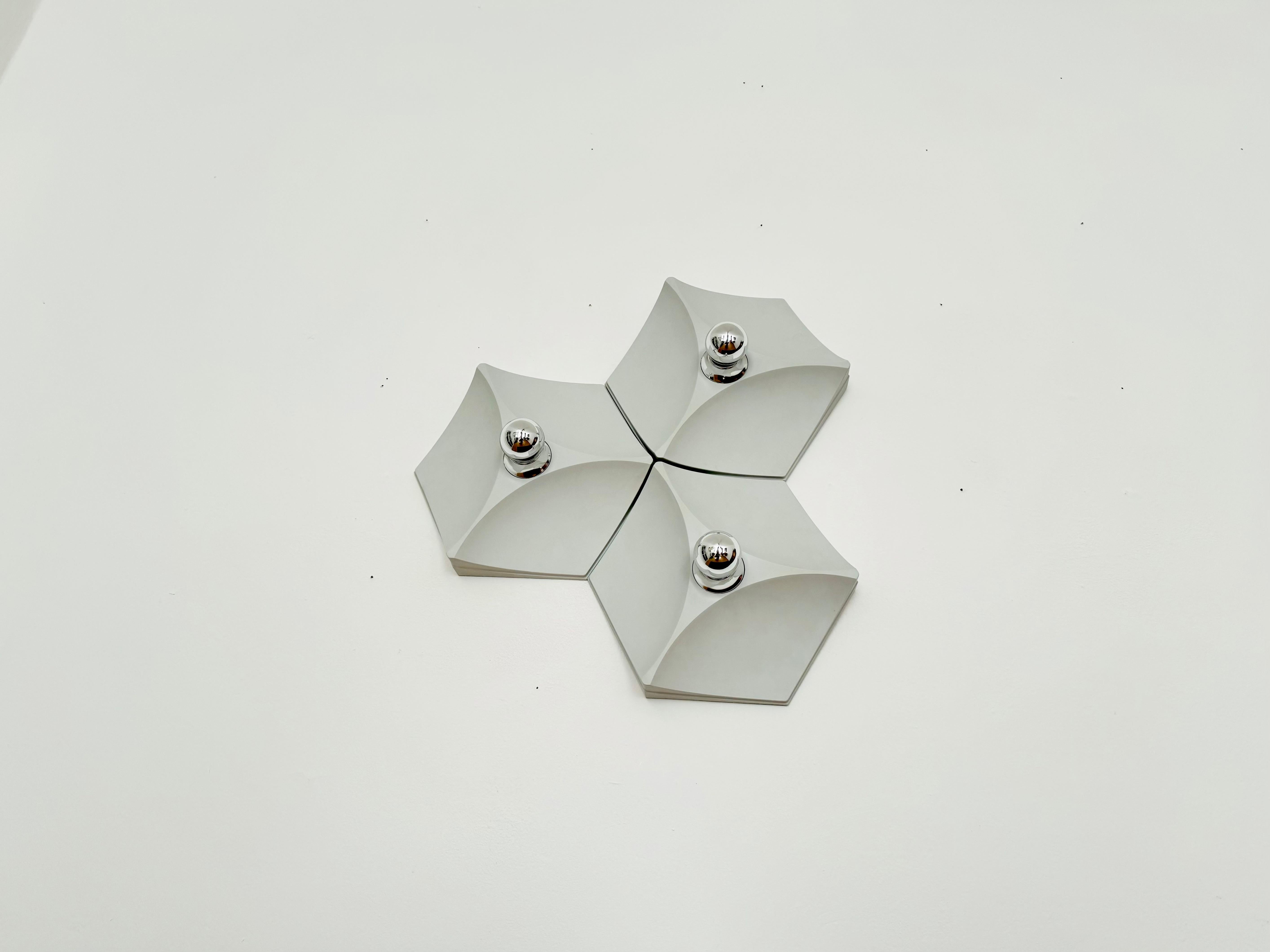 Set of 3 Space Age Plastic Wall or Flush Lamp by Hoffmeister Leuchten In Good Condition For Sale In München, DE