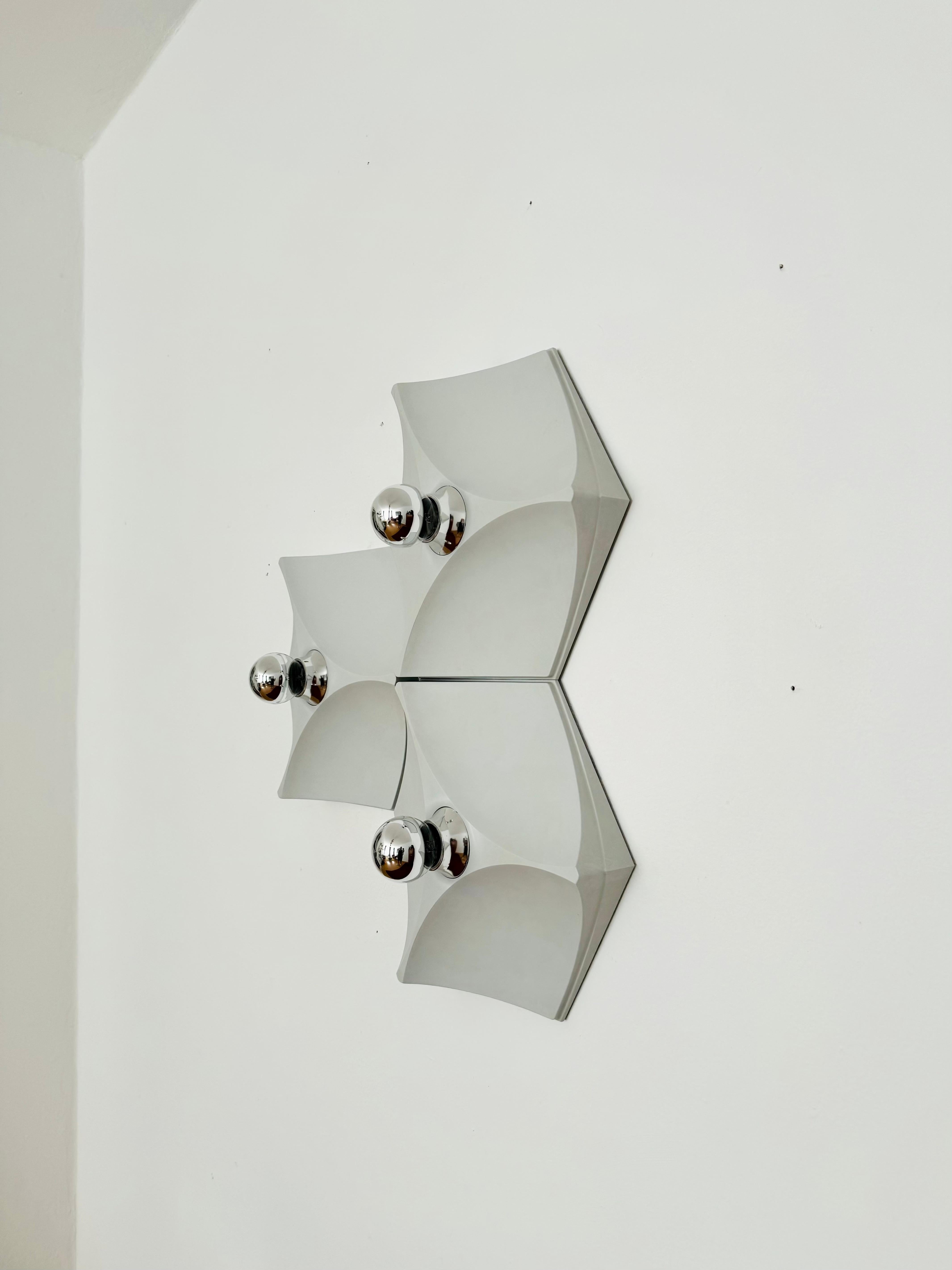 Mid-20th Century Set of 3 Space Age Plastic Wall or Flush Lamp by Hoffmeister Leuchten For Sale