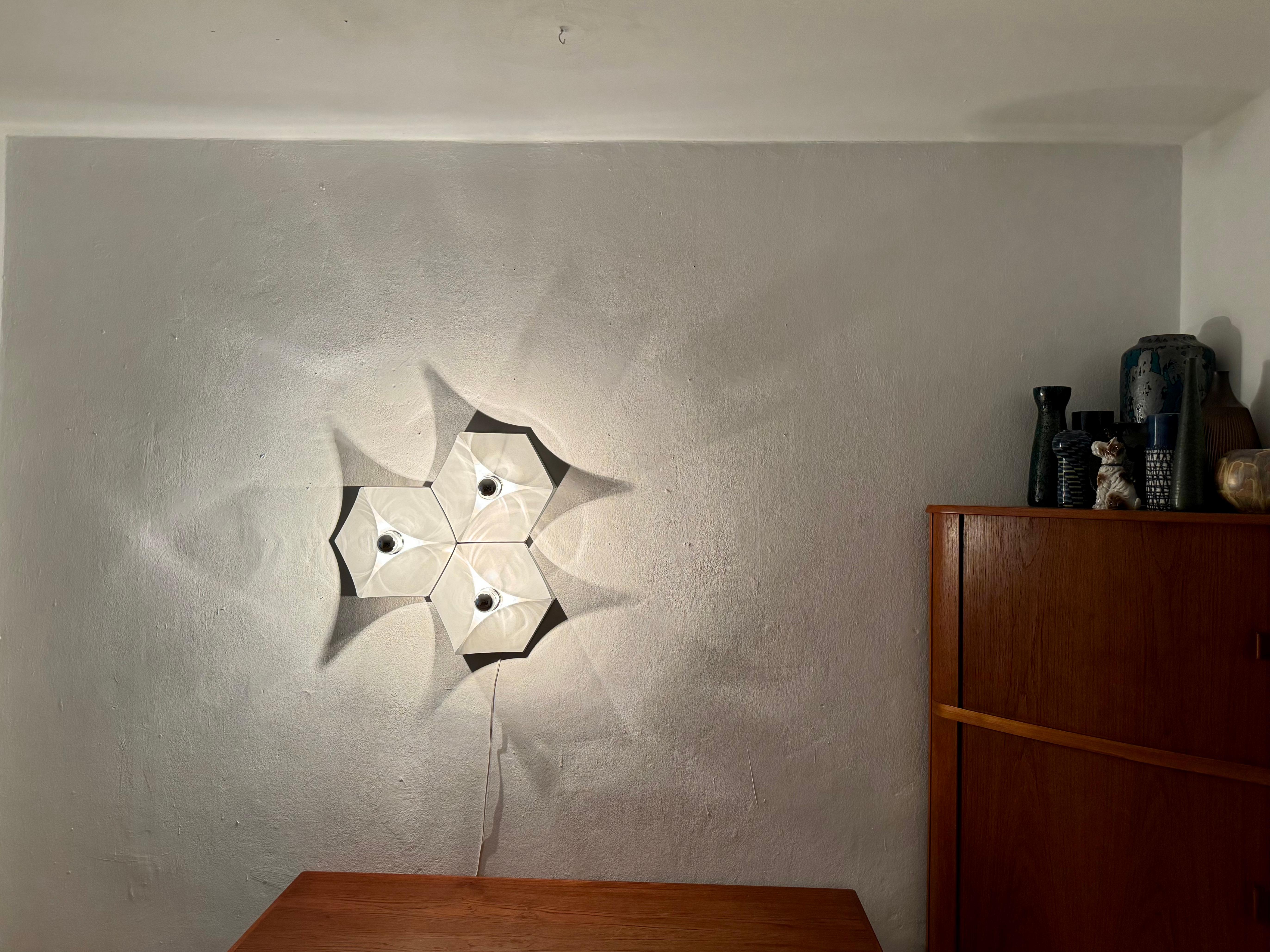 Set of 3 Space Age Plastic Wall or Flush Lamp by Hoffmeister Leuchten For Sale 1