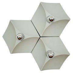 Set of 3 Space Age Plastic Wall or Flush Lamp by Hoffmeister Leuchten