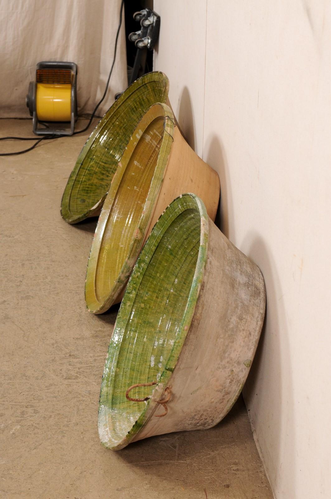 Set of 3 Spanish Antique Terracotta Bowls For Sale 1