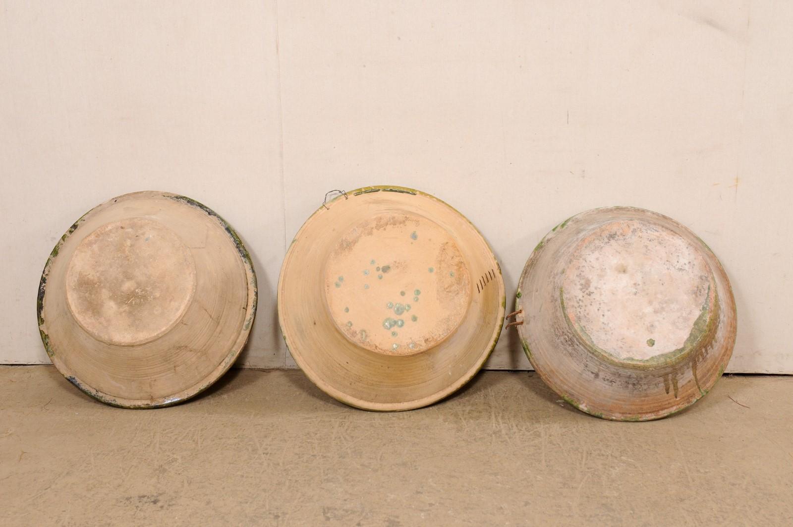 Set of 3 Spanish Antique Terracotta Bowls For Sale 2
