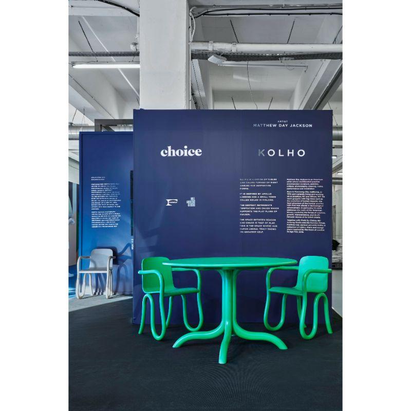 Finlandais Ensemble de 3 chaises et tables de salle à manger originales Kolho vert Spectrum par Made by Choice en vente