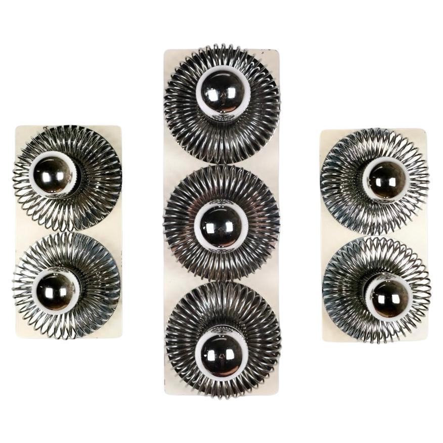 Ensemble de 3 appliques à ressort de Philippe Rogier pour Oxar, France, 1970
