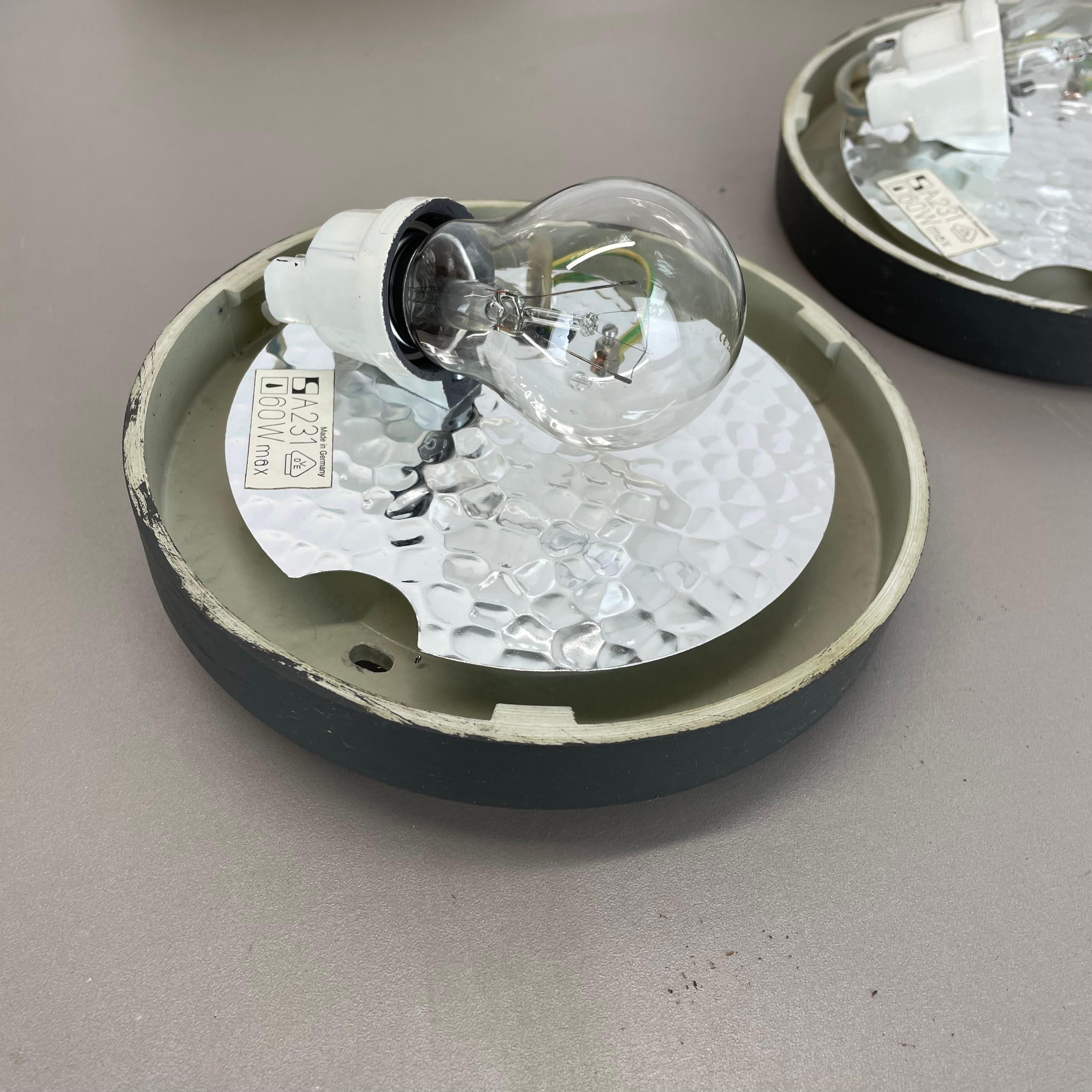 Metal Set of 3 Sputnik Textured Bubble Wall Ceiling Light, Staff Leuchten Germany 1970 For Sale
