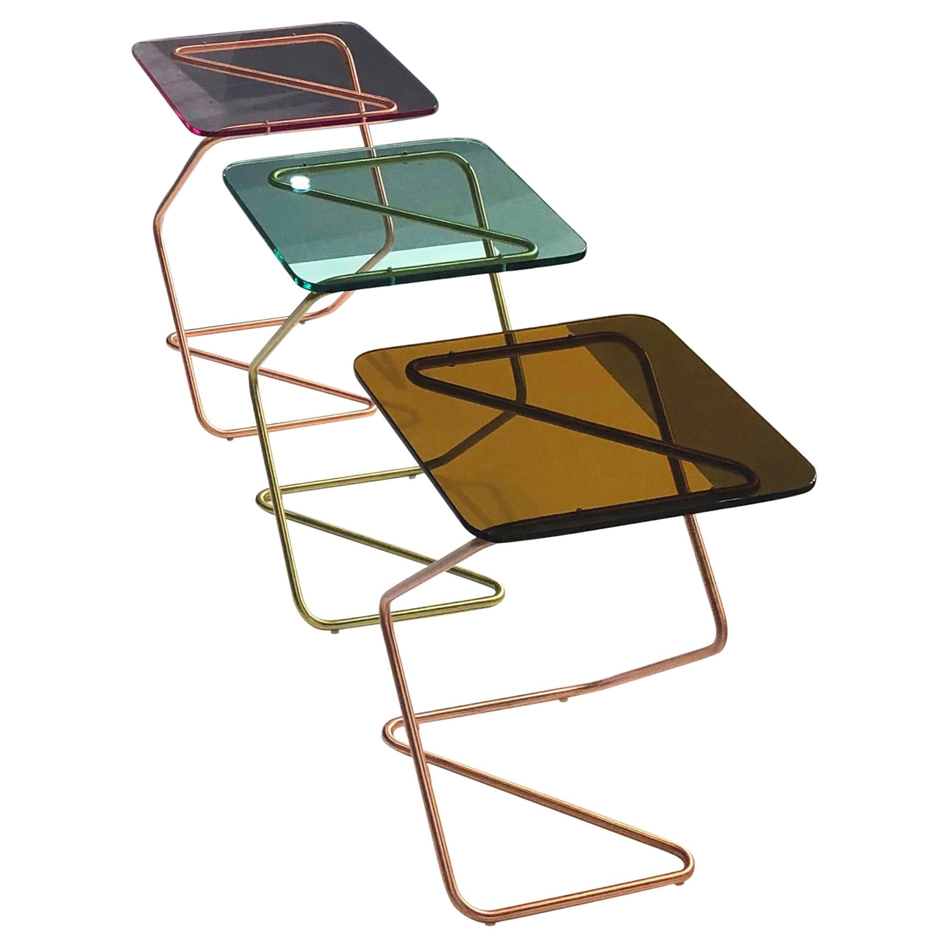 Set of 3 Square Side Table by Rita Kettaneh