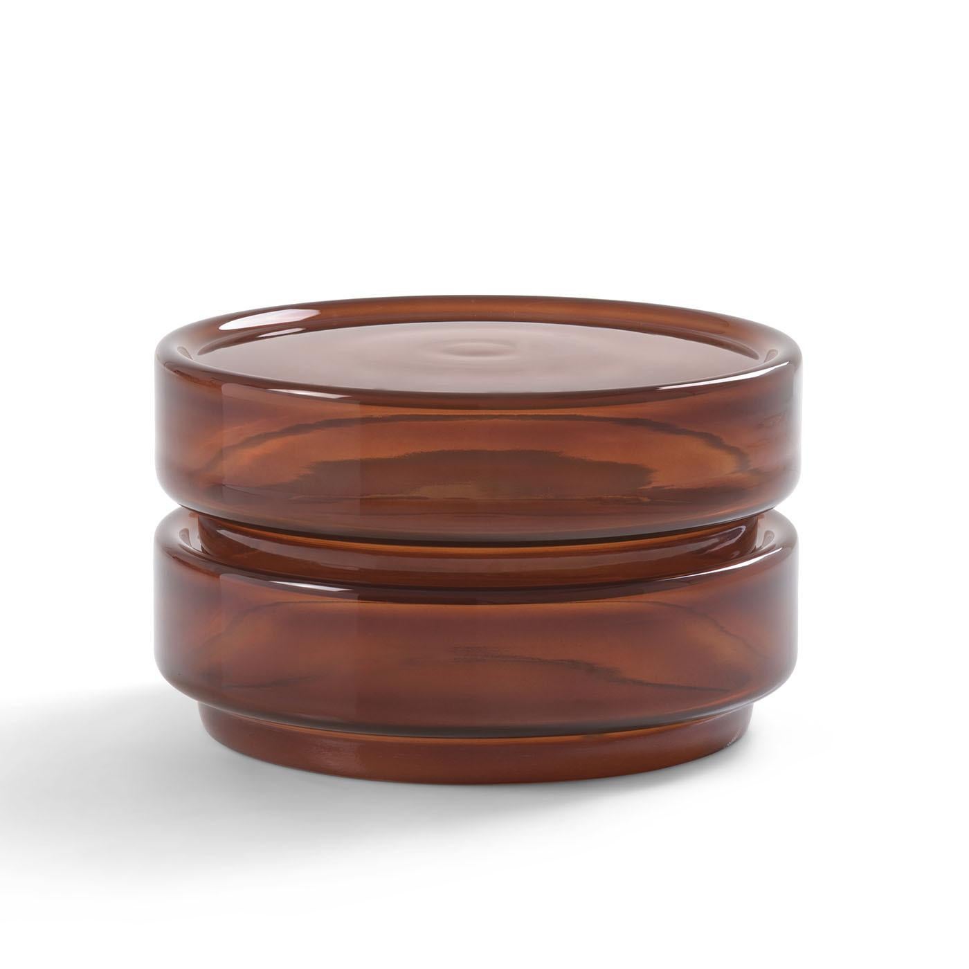 Italian Set of 3 Stack 880 Amber Glass Modular Coffee Table by Niccolò Devetag For Sale