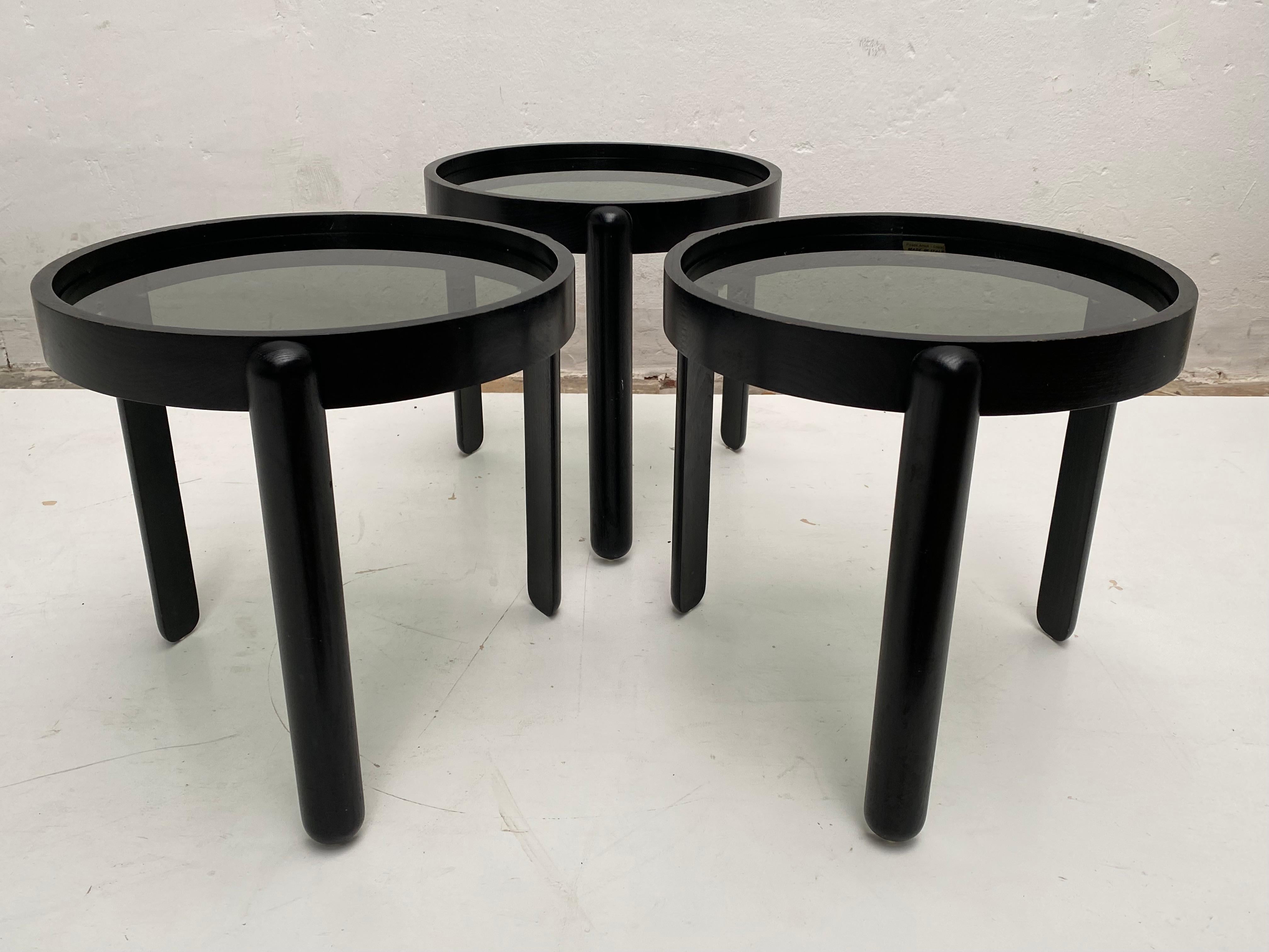 Set of 3 Stackable Side Tables by Porada Arredi Cabiate Made in Italy 1970's  For Sale 5