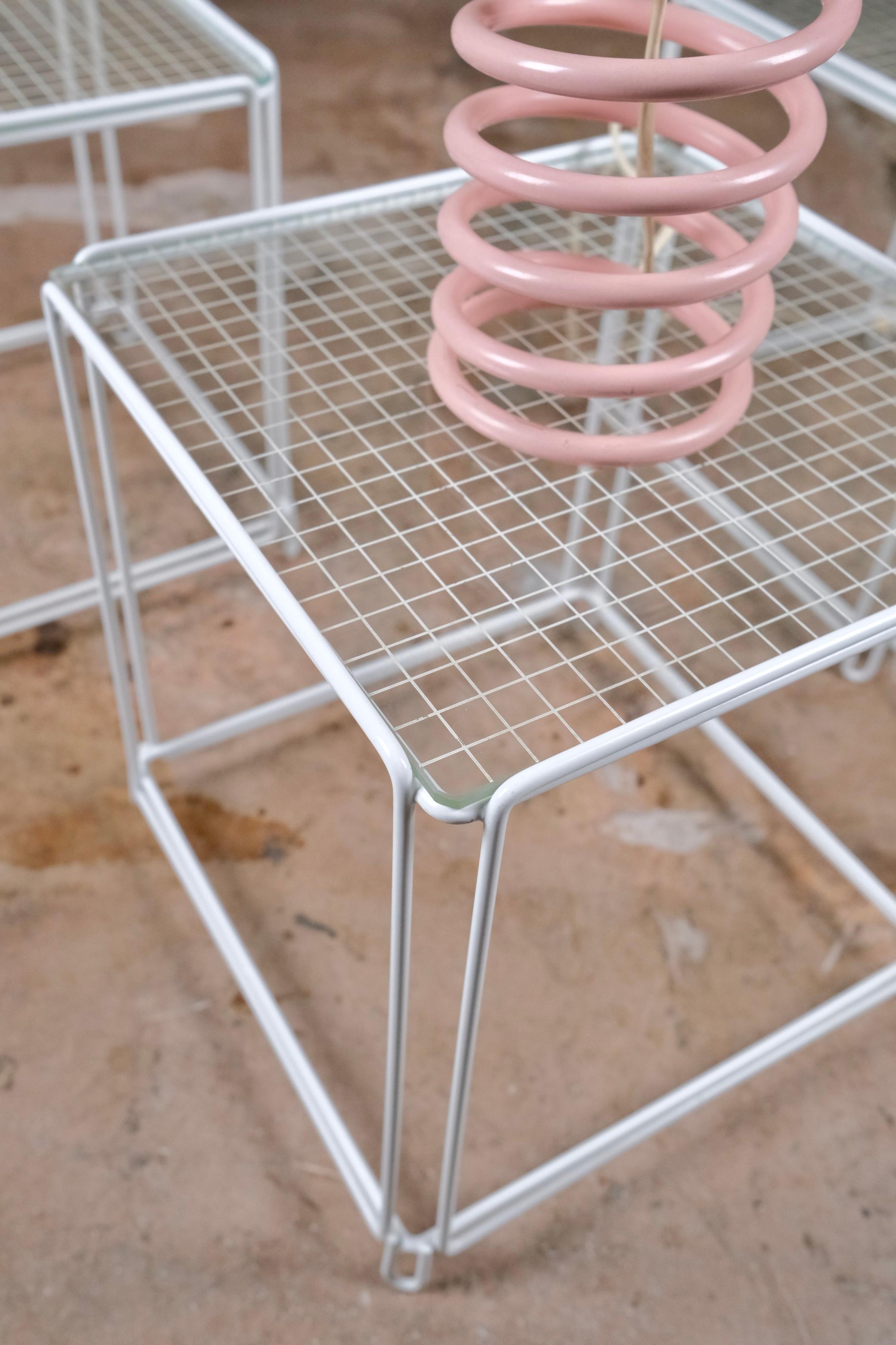 Post-Modern Set of 3 stackable side tables, Isocèle, by Max Sauze, 1970s