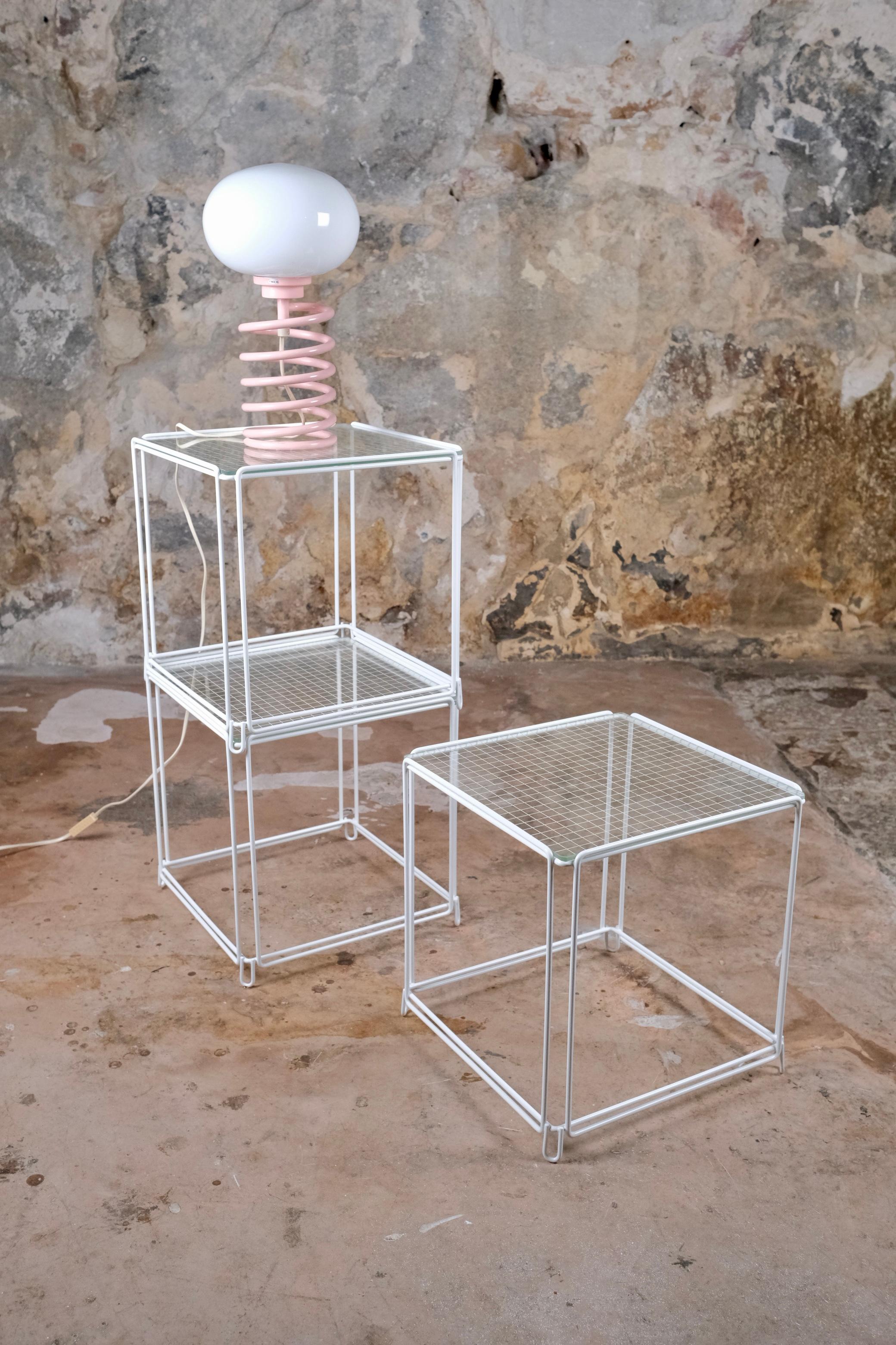 Metal Set of 3 stackable side tables, Isocèle, by Max Sauze, 1970s
