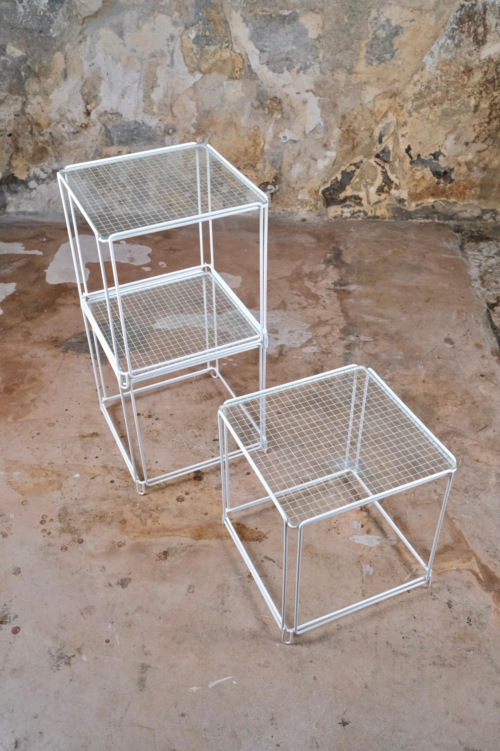 Set of 3 stackable side tables, Isocèle, by Max Sauze, 1970s 2