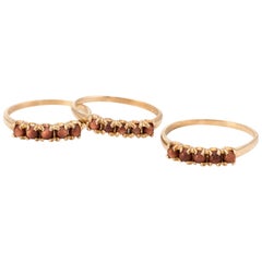Set of 3 Stacking Rings Retro Goldstone 10 Karat Gold Estate Fine Jewelry