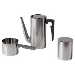 3-teiliges Teeservice aus Edelstahl von Arne Jacobsen für Stelton, ca. 1960er Jahre