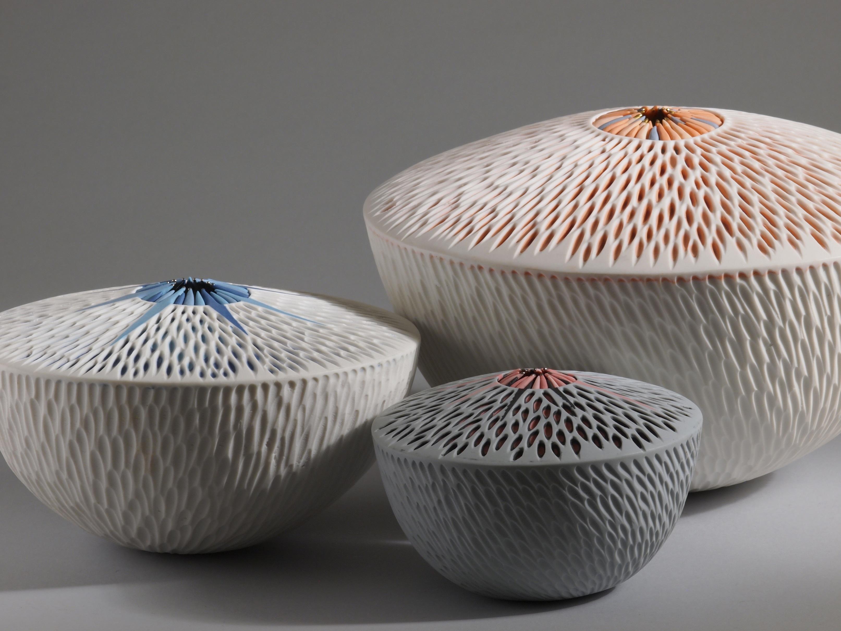 Martha Pachon Rodriguez, group of 3 starfish bowls, 2019, porcelain. Unique pieces, entirely handmade.

Measures: Large bowl: 26cm diameter x 18cm height
Medium bowl: 20cm diameter x 12cm height
Small bowl: 14cm diameter x 10cm height

These