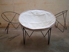 Set of 3 Steel Hoop 1950s Poolside Lounge Chairs Hairpin Front Legs 'Wide X'