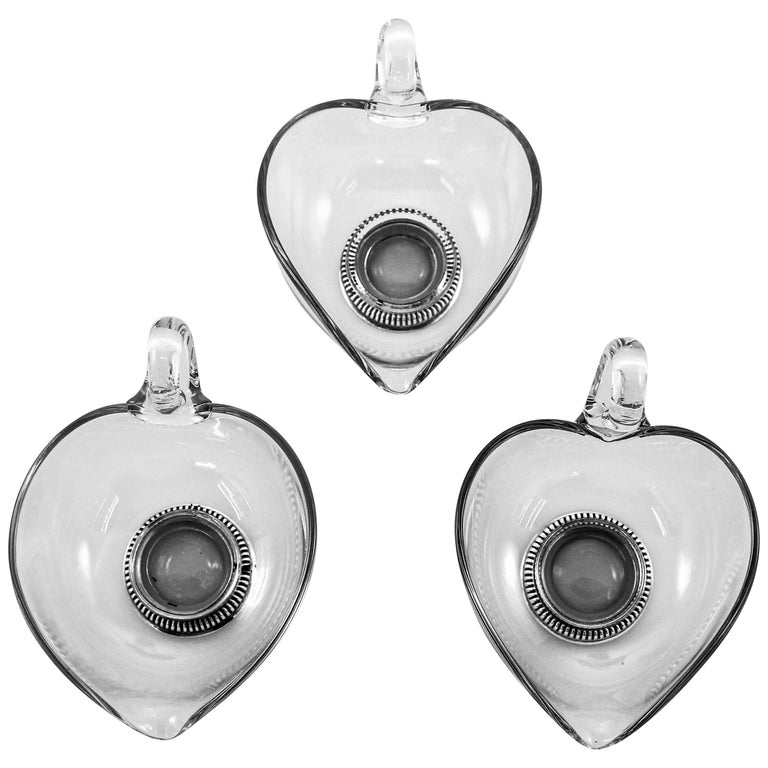 Set of 3 Sterling and Glass Gravy Boats For Sale at 1stDibs gravy