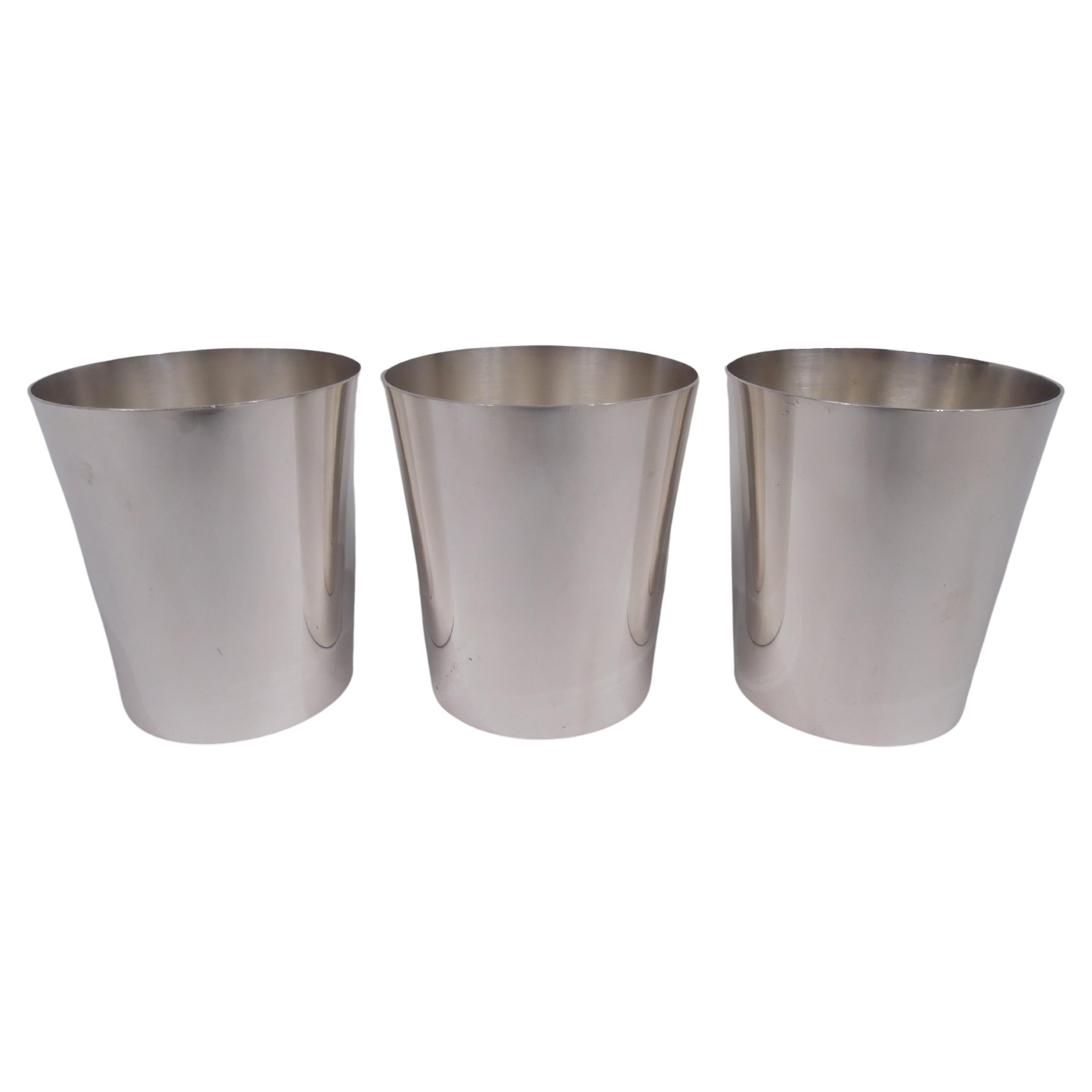 Set of 3 Stieff American Midcentury Modern Sterling Silver Tumblers For Sale