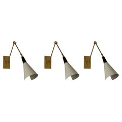 Set di 3 lampade da parete per cucina Magari in stile Stilnovo in bronzo, bianco e ottone