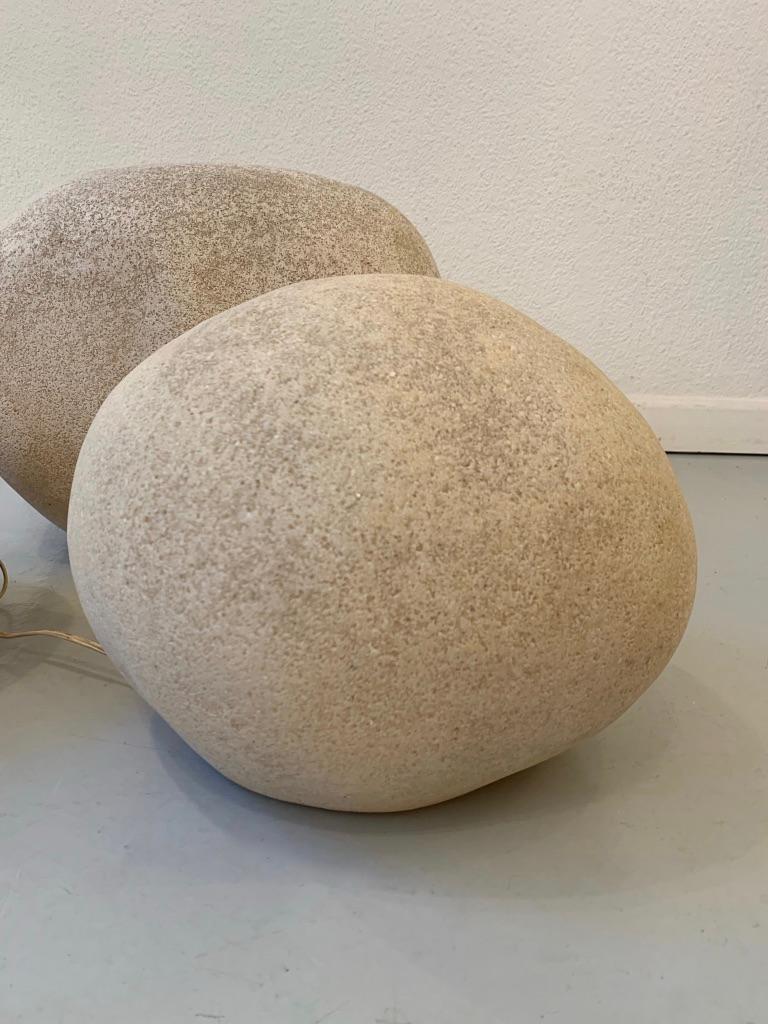 Set of 3 Stone Rocks Lamps by André Cazenave for Atelier A, France 1969 In Good Condition In Geneva, CH