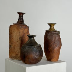 Set de 3 bouteilles en grès de Gérard Brossard