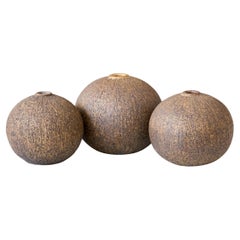 Set of 3 Stoneware Globe Vases by Nils Allan Johannesson, Sweden, 1960s.