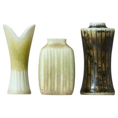 Set of 3 Stoneware Miniature Vases by Nylund & Stålhane. Rörstrand, Sweden 1950s