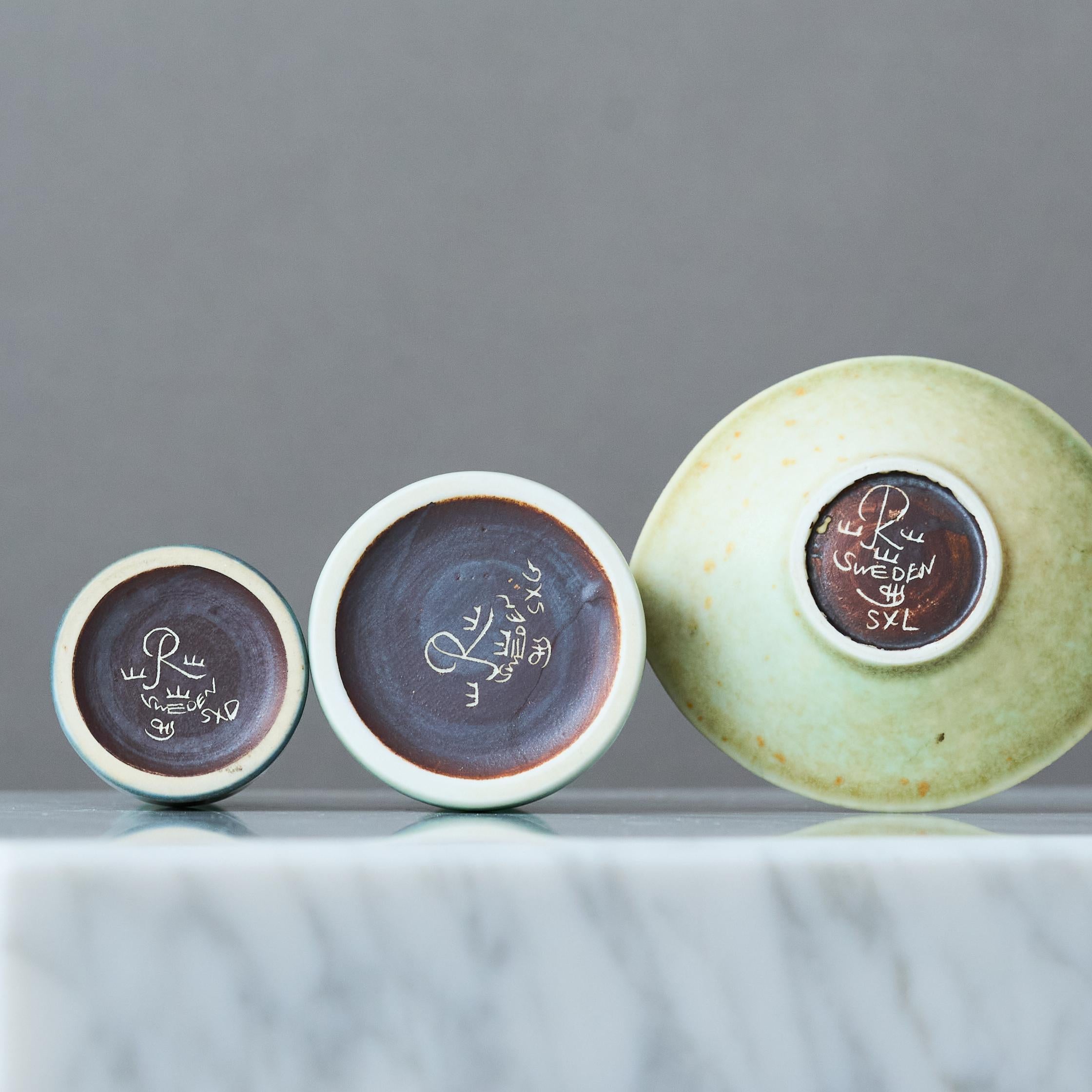 Ceramic Set of 3 Stoneware Miniatures by Carl-Harry Stålhane, Rörstrand, Sweden, 1950s For Sale